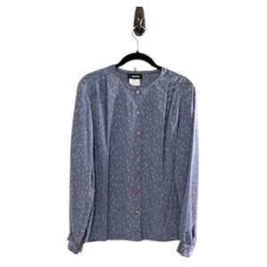 Vintage Top 9 Purple Polka Dot Retro Classic Preppy Coastal Chic Workwear 80s